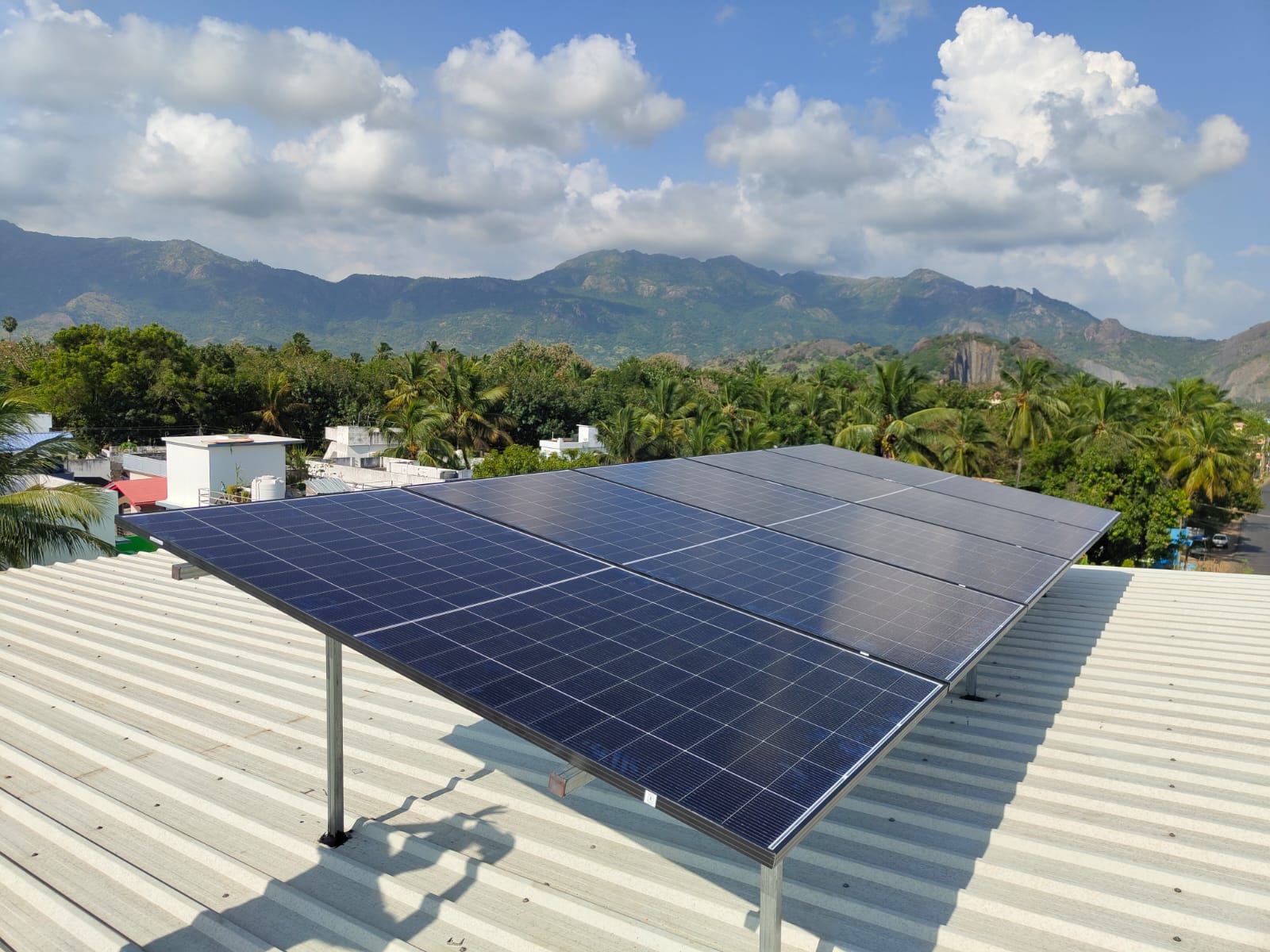 Crystal Grid solar rooftop installation with multiple panels