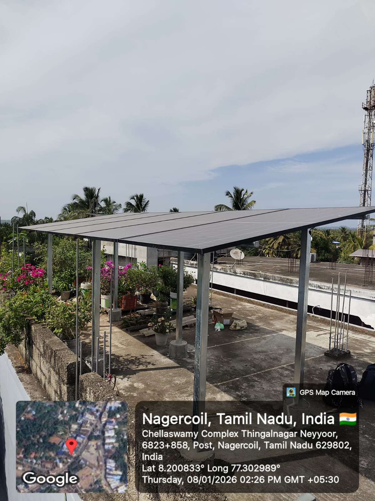 Sasi Kumar residence rooftop solar panels